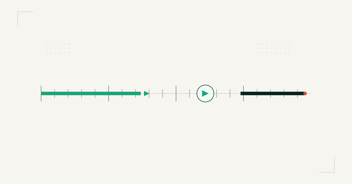 Duration ruler with a waveform bar, a play node, and a measured span